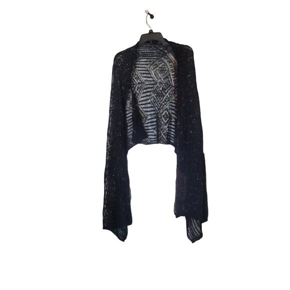 Black Lace Feminine Casual Workwear Patterned Scarf Shawl Wrap - Picture 1 of 2